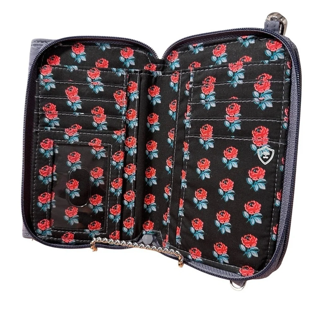 Vera Bradley RFID 3-in-1 Wristlet Bag in Microfiber (no crossbody strap) Gray